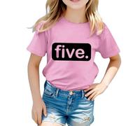 Huihong T-shirt per bambini per bambine da 1 a 13 anni cinque magliette a maniche corte con grafica alla moda girocollo magliette per ragazze adolescenti estate comoda cartone animato carino casual