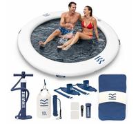 HUIIKE Anello Gonfiabile 4 o 6 Persone e Fino a 280 o 420 kg con Accessori | Loop di 2,44 m o 3,05 m per Adulti e Bambini. Piattaforma Galleggiante avec Pompa, Ancora di Sabbia, 2 Portabicchieri e Zaino