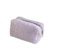 HUIJIQX Borsa cosmetica grande in tinta unita con cerniera Borsa per trucco in pelliccia carina per le donne da viaggio Make Up Borsa da toilette Sacchetto di lavaggio Sacchetto della penna della