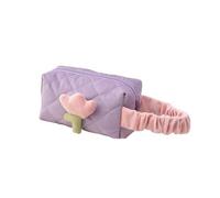 HUIJIQX Borsa da viaggio da donna con fiori di tulipano grande capacità borsa cosmetica in velluto a coste borse con cerniera portatile organizer per il trucco, Borsa da polso viola, Taglia unica