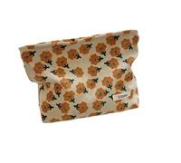 HUIJIQX Borsa per il trucco in velluto a coste Organizer Frizione Retro Stampa Fiore Borsa Cosmetica Wash Donne Viaggio Make Up Pouch Beauty Toilet Storage Cases, L, Taglia unica