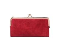 HUIJIQX Portafoglio lungo multifunzionale di colore solido, portamonete della frizione dell'annata, portafoglio della chiusura lampo del titolare della carta delle donne, Qb332-rosso, 2PCS