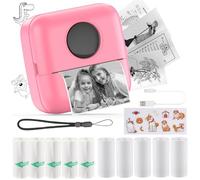 HuiJuKeJi Mini Stampante Fotografica,Stampante Termica,immagine per foto, stampa di ricevute,stampante fotografica,con 10 rotoli di carta 1 adesivo per smartphone, per Fotografica Note Elenco Memo