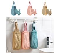 HUIKDY Asciugamano da bagno a doppia faccia con striscia lunga per sfregamento della schiena, forte spolverata e tirata indietro, asciugamano da bagno per pulire e massaggiare, blu navy