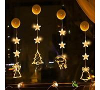 HUIKUANGEU LED Luci Stella,4 Pezzi Luci di Natale,Decorazione Natalizia,Tenda Luminosa a LED,per Finestre,LED Luci Luna Stella,per Decorazioni Natalizie,Interni