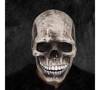 HUIKUANGEU Maschera Teschio per Adulti di Halloween,Maschera Biochimica Scheletrica con Mandibola Mobile,Maschera di Teschio di Halloween 3D in Lattice Naturale,per Cosplay,Halloween,Feste,Copricapo