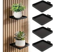 HUIKUANGEU Scaffale per Pannello Acustico,4 Pezzi Supporto per Piante 9,8 × 9,8 cm,Ripiani per Pannelli Acustici,Vassoi per Piante,Non Necessita di Foratura,per Fiori per Casa,Giardino e Balcone