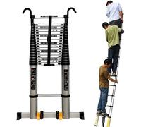 HUIMOZ Scala telescopica Alta 5 m/6,2 m/7 m/8 m con Gancio Staccabile, Scala telescopica Dritta in Alluminio Estensibile, Progetto Fai da Te Portatile (Dimensioni: 6,2 m/20 Pied