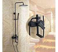 HUIMOZ Set Doccia a Pioggia per Bagno, in Ottone Anticato, Europeo, Nero, retrò, Rubinetto Doccia, Miscelatore a Parete, Vasca da Bagno, Doccia a Cascata, Rubinetto per Vasca da