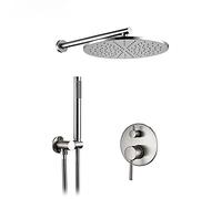 HUIMOZ Sistema Doccia Nascosto, rubinetti per Doccia, soffione Doccia a Pioggia da 8-12", Miscelatore deviatore con valvola in Ottone PVD Spazzolato, doccetta Manuale, Braccio d