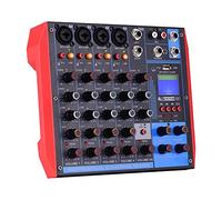 HUIOP AG-6 Console di mixaggio portatile a 6 canali Mixer audio digitale + alimentazione Phantom 48V Supporta connessione BT/USB/MP3 per registrazione musicale Rete DJ Trasmissione live Karaoke