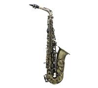 HUIOP Alto grado di finitura anticata Eb Ebastella sassofono contralto Sax Abalone Shell chiave intagliare modello con custodia Guanti Panno di pulizia cinghie Spazzola,Alto Saxophone