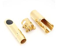 HUIOP Bocchino per Sax Alto Mib 5C in Ottone Dorato con Cappuccio e 2 Cuscinetti per gli Amanti della Musica Classica