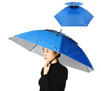 HUIOP Cappello ombrello a doppio strato Donna Uomo Cappellino antipioggia da sole pieghevole con fascia per la testa regolabile per la pesca in campeggio Escursionismo,Cappello a ombrello