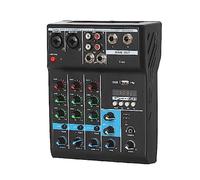 HUIOP Console di missaggio professionale a 4 canali Mixer mini USB con scheda audio Console effetti Sintonizzazione computer Mixer scheda audio con connessione BT Guadagno riverbero Regolazione toni a