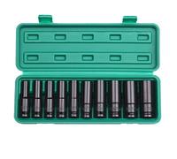 HUIOP di bussole esagonali con azionamento 1/2 pollice 10 pezzi boccole profonde dimensioni metriche 8-24mm materiale CR-V con scatola di mente