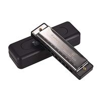 HUIOP Key of C Diatonic Harmonica Mouthorgan con canne in ABS Mirror Surface Design 10 Fori Blues Harmonica Beginners Studenti Professionisti Kid Black,Armonica