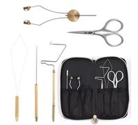 HUIOP Kit Combinato di Strumenti per Legare Mosche,Finitura a Frusta,Supporto per Bobina,infila Bobina per Esche da Pesca,Filo della Bobina per Legare Le Mosche