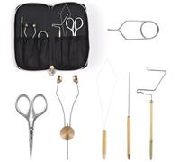 HUIOP Kit Combinato di Strumenti per Legare Mosche,Finitura a Frusta,Supporto per Bobina,infila Bobina per Esche da Pesca,Filo della Bobina per Legare Le Mosche