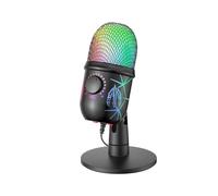 HUIOP Microfono a condensatore Microfono da gioco con riduzione del rumore per la registrazione del telefono portatile Live streaming Karaoke Microfono a condensatore RGB luminoso con silenziamento co