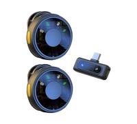 HUIOP Microfono da bavero wireless Doppio microfono Microfoni a clip Plug and Play Riduzione del rumore Nessun ritardo Ricevitore di tipo C con pulsante di connessione Microfono a forma di disco per