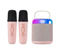 HUIOP Microfono portatile e set di casse audio Mini macchina per karaoke Altoparlante BT con 2 microfoni Altoparlante wireless per esterni da casa Casella vocale ricaricabile e microfono portatile,Mic