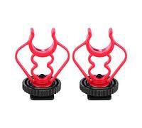 HUIOP MicShock Mount Cold Shoe Mount Mount Adapter ABS Microfono Supporto di Montaggio Sostituzione per microfoni a fucile Nero e Rosso Confezione da 2