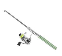 HUIOP Mini Canna da Pesca Portatile con Ruota Mulinello, Materiali Leggeri e Ad Alta Resistenza, Design Semplice e Alla Moda, per Pesca in Mare, Roccia, Ruscello, Fiume, Barca, Zattera (Verde)