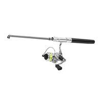 HUIOP Mini Canna da Pesca Portatile con Ruota Mulinello, Materiali Leggeri e Ad Alta Resistenza, Design Semplice e Alla Moda, per Pesca in Mare, Roccia, Ruscello, Fiume, Barca, Zattera (Nera)