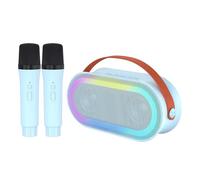 HUIOP Mini macchina karaoke con 2 microfoni wireless altoparlante BT portatile ricaricabile 10 W HiFi LED luci di colore microfono portatile altoparlante karaoke regali per ragazza
