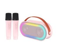 HUIOP Mini macchina karaoke con 2 microfoni wireless altoparlante BT portatile ricaricabile 10 W HiFi LED luci di colore microfono portatile altoparlante karaoke regali per ragazza