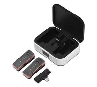 HUIOP - Mini microfono con cravatta wireless per telefono cellulare, microfono omnidirezionale a 360°, con riduzione del rumore di visualizzazione, compatibile con tablet smartphone Android