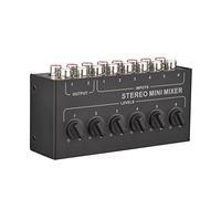 HUIOP Mini mixer stereo passivo a 6 canali Mixer audio portatile Distributore stereo 6 ingressi e 2 uscite Controllo del volume Nessuna batteria richiesta, Mini mixer passivo stereo a 6 canali