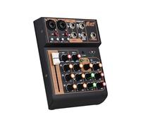 HUIOP Mixer audio Console mixer DJ portatile a 4 canali Mini scheda di missaggio audio con USB BT 48V Alimentazione Phantom EQ a 3 bande Pulsante Loopback Console audio per spettacoli dal vivo Feste i