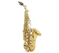 HUIOP Ottone dorato intagliato modello Bb Bend Althorn sassofono soprano Sax perla bianca bottoni a conchiglia strumento a fiato con custodia guanti panno di pulizia cintura,Sassofono Soprano