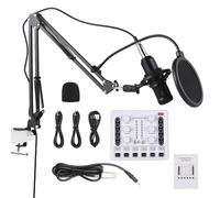 HUIOP Pacchetto di apparecchiature per podcast Microfono a condensatore con kit scheda audio dal vivo Plug and Play Microfono per podcast Cambia voce Scheda audio dal vivo per trasmissioni in diretta