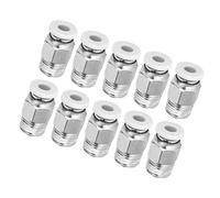 HUIOP Robusto Rame Nichelato, Lunga Durata, Raccordi Pneumatici Diritti M10 per Accessori per Stampanti 3D, 10 Pezzi Argento PC4-01