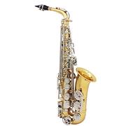 HUIOP Sassofono contralto Sax Ottone lucido inciso Mib Mi bemolle Conchiglia bianca naturale Strumento a fiato con custodia Guanti muti Panno per pulizia Spazzola per cintura,Sassofono