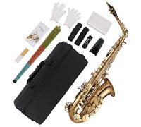 HUIOP Sassofono MIB Alto Ottone Laccato Oro Bemolle Sax 875 Tipo Chiave Strumento a fiato con Spazzola per Pulizia Guanti in Stoffa Tracolla Custodia Imbottita