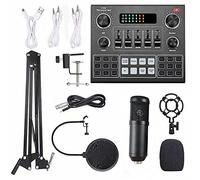 HUIOP Scheda audio multifunzionale Live V9 e kit microfono a sospensione BM800 Set microfono a condensatore di registrazione in streaming Scheda audio live streaming web intelligente