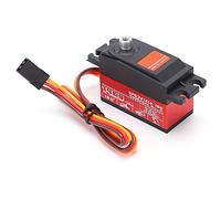 HUIOP Servo con Ingranaggi in Metallo Durevole e Coppia Elevata per Auto RC 1:10, Sterzo a Basso Rumore per Auto da Drift Telecomandata, Servo in Lega di Alluminio, Rosso, 1 Set di Bracci