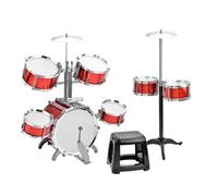 HUIOP Set di batteria Kit di batteria jazz con sgabello 7 tamburi Strumenti musicali a percussione per regali di festa per principianti Pelliccia in PVC addensato Facile installazione