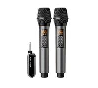 HUIOP Sistema di Microfono Senza Fili con Microfono Portatile UHF Microfoni dinamici Professionali per Home Cinema Karaoke Chiesa Discorso Festa di Nozze Canto Plug and Play Microfono senza Fili