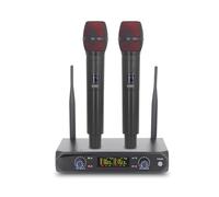 HUIOP Sistema microfonico wireless con 2 microfoni portatili Microfono wireless VHF UHF per home cinema Schede audio Altoparlanti Mixer Microfoni dinamici cordless professionali a bassa frequenza,micr