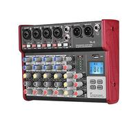 HUIOP SL-6 Console di missaggio portatile a 6 canali Mixer EQ a 2 bande Alimentazione Phantom 48V incorporata Supporta connessione BT Lettore MP3 USB per la registrazione di reti DJ Trasmissione in d