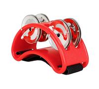 HUIOP Tamburello a percussione con 4 paia di jingle in acciaio inossidabile e cinturino elastico Strumento musicale a percussione per l'accompagnamento di cajon,tamburello a piedi per percussioni