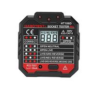 HUIOP Tester per prese elettriche RCD avanzato Test automatico del filo di terra neutro in tensione Rilevatore di polarità del circuito Rilevatore di interruttori per prese a muro Test di dispersione