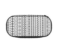 HUIopq Astuccio per matite con stampa a strisce triangolari bohémien, versatile, per scuola, ufficio, trucco, accessorio da viaggio, Nero , Taglia unica, Organizer per borse