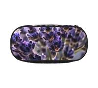 HUIopq Astuccio portapenne versatile con stampa di fiori di lavanda, per scuola, ufficio, trucco, accessorio da viaggio, Nero , Taglia unica, Organizer per borse