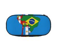 HUIopq Astuccio portapenne versatile con stampa di mappe del Sud America, grande capacità, per scuola, ufficio, trucco, accessorio da viaggio, Nero , Taglia unica, Organizer per borse